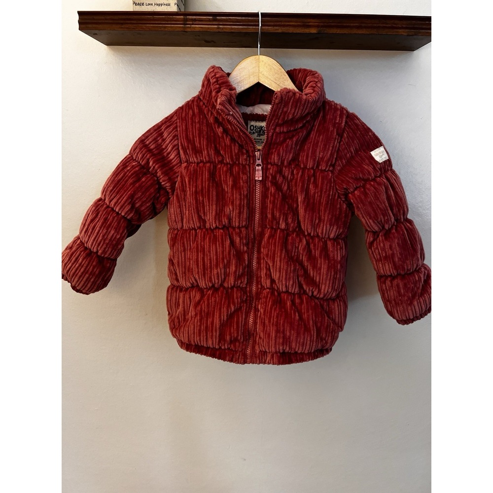 OSHKOSH B'GOSH Girls Size 5-6 Jacket Coat Pink Pockets Corduroy Full Zip